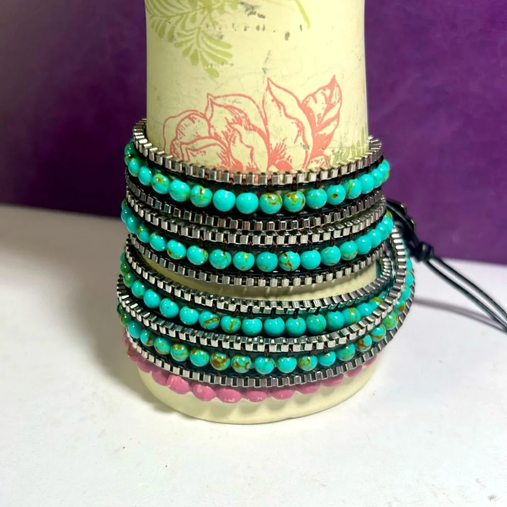 🌟Silver & Turquoise Sassparilla Wrap Bracelet🌟 - Picture 7 of 11